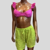 Conjunto Saída De Praia Viscolinho - Chemise e Short - Amarelo