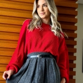 Máxi Cropped De Tricot Linha - Vermelho