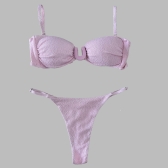 Biquíni Top Com Detalhe Em U Calcinha Ajustável E Semi Fio - Rosa Bebê