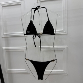 Kit Biquíni Com Saída Longa Assimétrica Em Tule Transparente - Preto