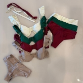 Biquíni Hot Pants De Babado Meia Taça Calcinha Fio Duplo - Vinho
