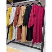 Vestido De Tricot Midi Elaine Com Fenda - Mostarda