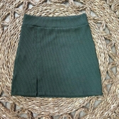 Saia Tecido Texturizado Saída de Praia Com Fenda Ref:0400139 - Verde Militar