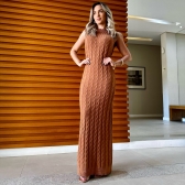 Vestido Longo Sem Mangas Tricot Modal - Terracota