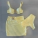 Trio De Biquíni Cintura Alta Saia E Top Com Detalhe Dourado - Amarelo Manteiga