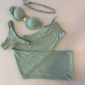 Kit Biquini Com Calça Meia Taça Concha No Top Asa Delta - Verde