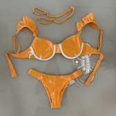 Kit 03 Peças Biquíni De Babado + (Saia Saída de Praia Tam Único) - Laranja
