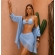 Conj Saída De Praia Chemise Manga Longa E Saia Franja Resort - Azul Bebê