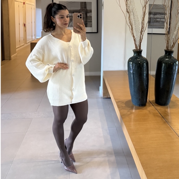 Max Cardigã Com Botões Encapados - Off - White