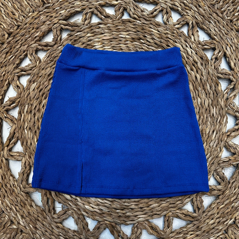 Saia Tecido Texturizado Saída de Praia Com Fenda Ref:0400139 - Azul Turquesa