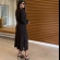 Vestido Midi Com Detalhe Corpete Assimétrico E Fendas - Marrom