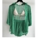 Cj Saída De Praia De Renda Blusa Manga 3/4 e Short - Verde-escuro