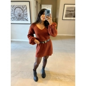 Mini Veste De Tricot Fio Mousse - Terracota