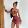 Kit 3 Pçs Biquíni Estrela Dourada E Calcinha Asa Delta+saia - Marrom
