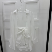 Saída De Praia Feminina Camisa E Saia Envelope - Branco