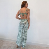 Kit 3 Pçs De Biquíni Geométrica Calcinha Asa Delta E Saída - Verde