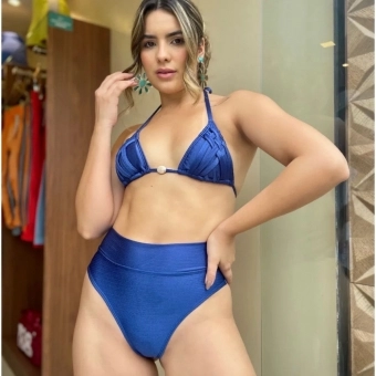 Biquíni Liso Cortininha Macramê Hot Pants