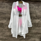 Conjunto Saída De Praia Viscolinho Blusa Manga Longa + Sh - Branco