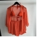 Cj Saída De Praia De Renda Blusa Manga 3/4 e Short - Laranja