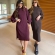 Vestido De Tricot Graça Canelado Midi Com Fendas - Vinho