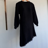 Vestido Tricot Mousse Feminino com Renda – Manga Longa - Preto