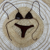 Kit Biq Cortininha E Calcinha Fio + Sainha Ajustável - Marrom