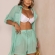 Conjunto Saída De Praia Viscolinho - Chemise e Short - Verde
