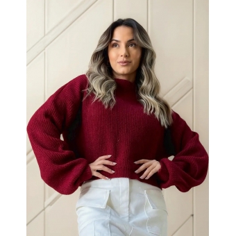 Blusa Cropped Mousse Feminina Elly Modas Manga Longa Inverno