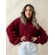 Blusa Cropped Mousse Feminina Elly Modas Manga Longa Inverno - Vermelho