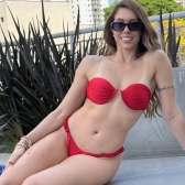 Biquini Aro - Calcinha Fio C/elástico Drapeado Nas Laterais - Vermelho