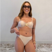 Kit 03 itens Biquíni Com Saída D Praia Longa Estrela Do Mar - Bege