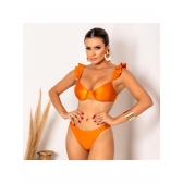 Kit 03 Peças Biquíni De Babado + (Saia Saída de Praia Tam Único) - Bronze