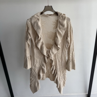 Casaco Feminino Tricot com Babados e Punho Flare