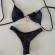 Biquíni Cortininha Pingentes No Top E Asa Delta Texturizado - Preto