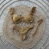 Biquíni De Babado Meia Taça Com Aro Semi Fio - Dourado
