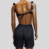 Conjunto Saída De Praia Viscolinho - Chemise e Short - Preto
