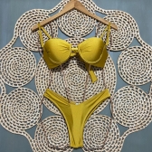Biquíni com Bojo Estruturado Meia Taça e Calcinha Asa Delta - Amarelo