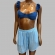 Conjunto Saída De Praia Viscolinho - Chemise e Short - Azul Claro