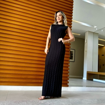 Vestido Longo Sem Mangas Tricot Modal