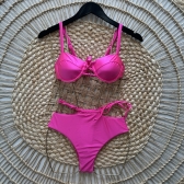 Biquíni de Cintura Alta e Amarração Fashion - Pink