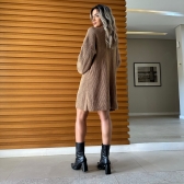 Novo Cardigan Tricot Mousse Liso Básico - Bege