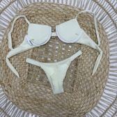 Kit Biquíni Meia Taça Bojo Estruturado E Detalhe Central - Off White
