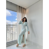 Vestido Saída De Praia Longo De Tricô - Tamanho Único - Verde-claro