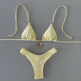 Biquíni Cortininha Pingentes No Top E Asa Delta Texturizado - Amarelo