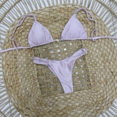 Biquíni Cortininha Com Tranças Nas Alças E Calcinha Semi Fio - Lilás